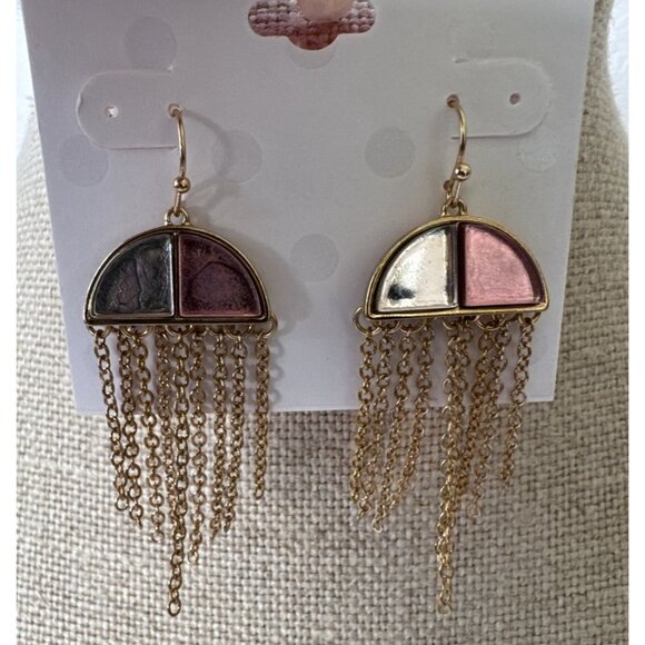 Isaac Mizrahi Goldtone Pink Reflective Umbrella Dangle Drop Earrings MSRP $38 - Picture 5 of 8